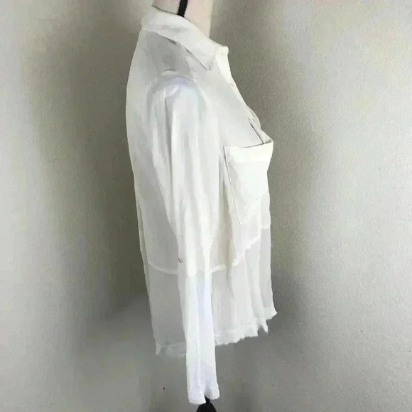 Nicole Miller Artelier Women's Ivory Silk Semi Sheer Pocket Casual Blouse  S - Picture 8 of 8